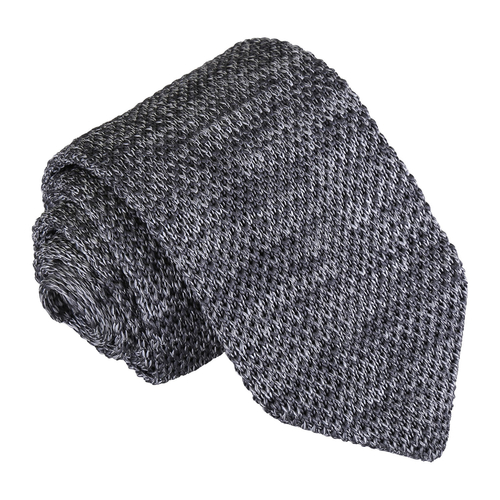 Melange Plain Speckled Knitted Slim Tie - Grey