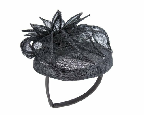 Black sinamay flower fascinator for Cup races MA683B