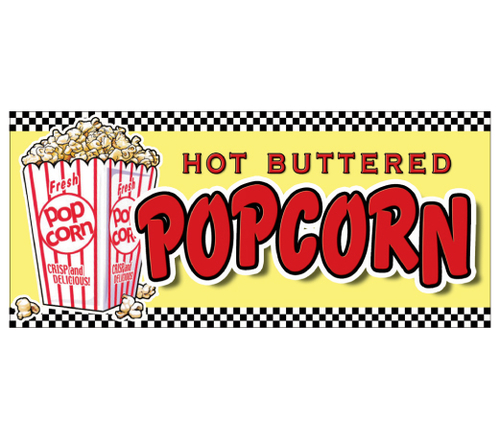 SignMission D-Popcorn Popcorn Concession Decal - Stand Trailer Cart Me