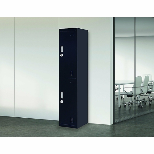 Black 2-Door Locker for Office Gym Shed School Home Storage - 3-Digit