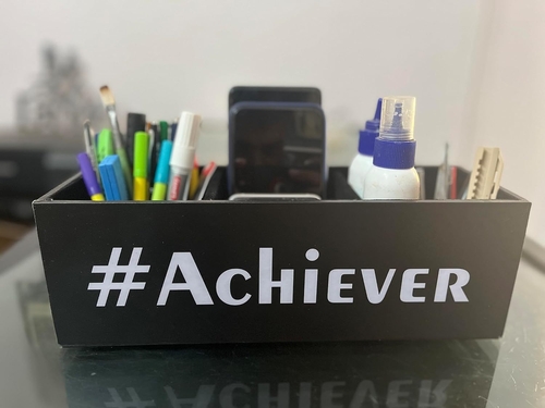 Motivational wooden Desk Organizer Pen Pencil Caddy Storage Box For