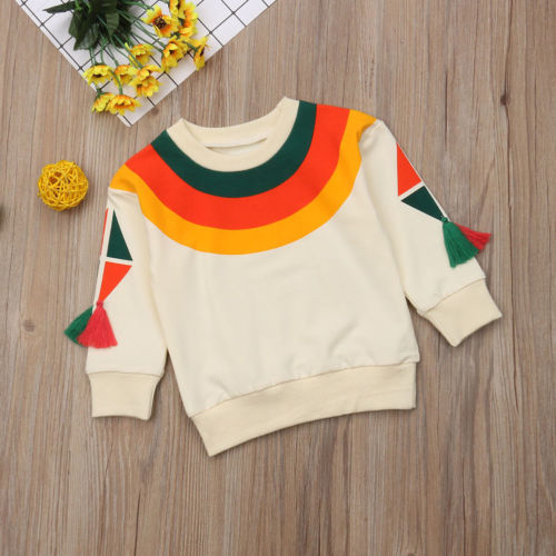 Kids Rainbow Color Stripes T shirt Top Baby Kids
