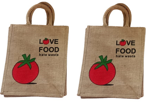 Love food Printed Jute bag PACK OF 2