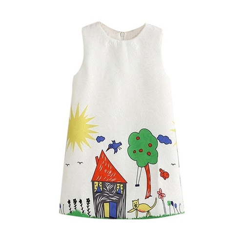 2018 Girls Girls Dresses Small Houses Vests