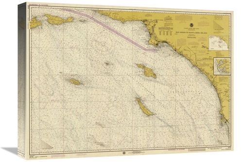 Global Gallery GCS-450546-22-142 22 in. Nautical Chart - San Diego to 