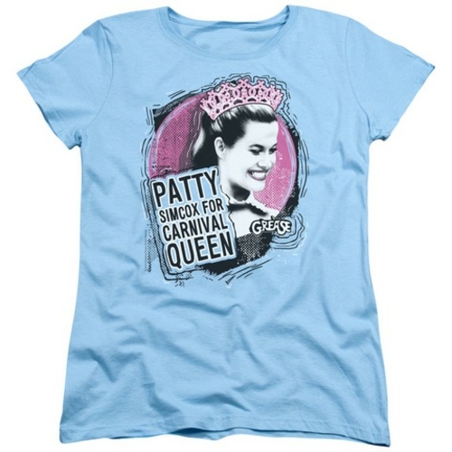 Trevco Grease-Carnival Queen Short Sleeve Womens Tee, Light Blue -