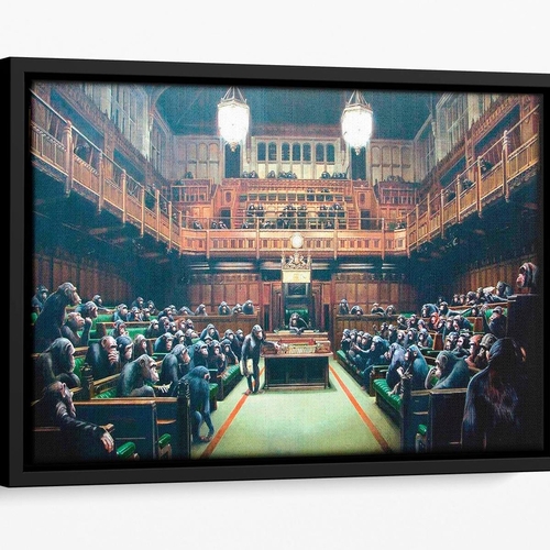 Banksy Monkey Parliament Floating Framed Canvas
