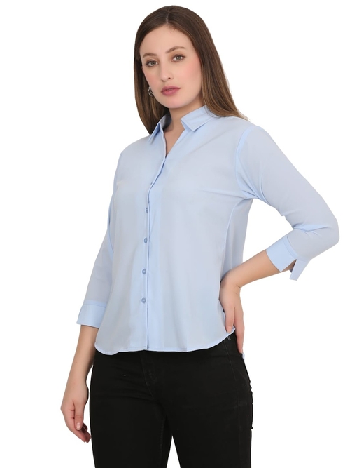 Women Solid Formal Shirt LIGHT BLUE XL