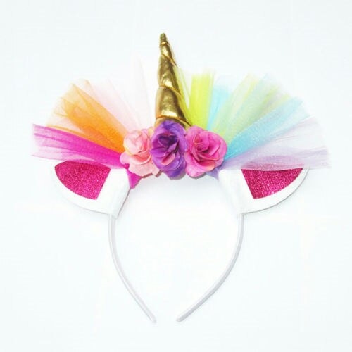 7Styles Unicorn Horn With Chiffon Flowers Hair