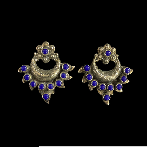 Silver Studs with Blue Stones