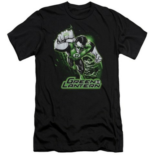 Trevco Jla-Green Lantern Green & Gray Short Sleeve Adult 30-1 Tee- Bla