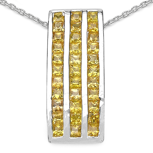 2.16 Carat Genuine Yellow Sapphire .925 Sterling Silver Pendant