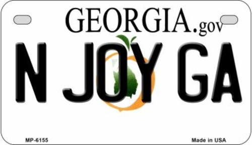 Smart Blonde MP-6155 7 x 4 in. N Joy GA Georgia Novelty Metal Motorcyc