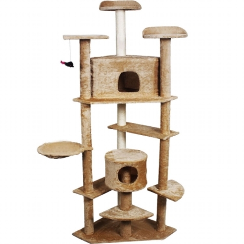 CB16220 80 in. Cat Tree Condo Furniture Scratch Pet House, Beige