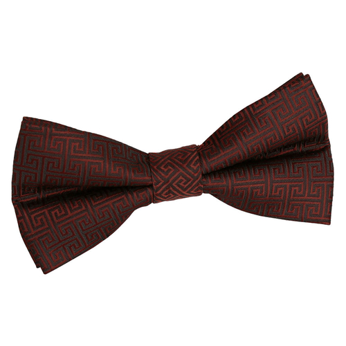 Greek Key Pre-Tied Bow Tie - Burgundy