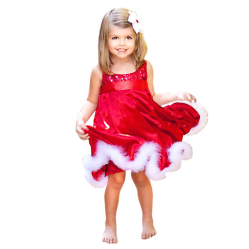 Baby Girls Kids dress Christmas Party Red