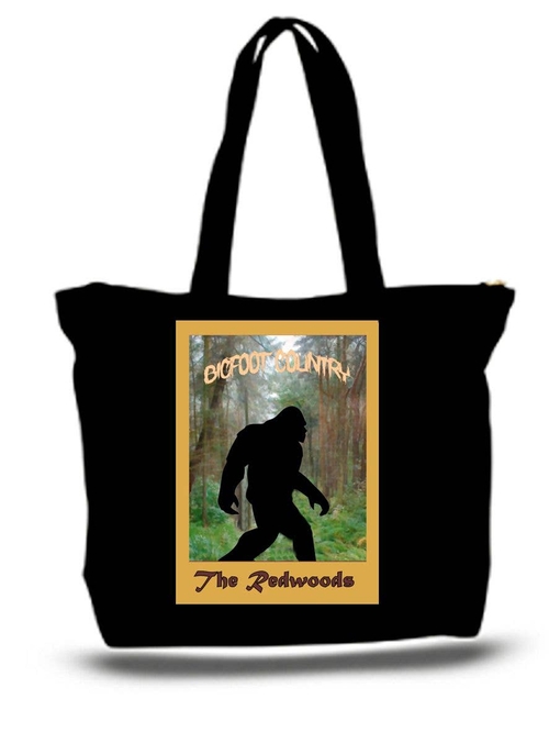 Bigfoot in the Redwoods art Travel Poster tote Bag