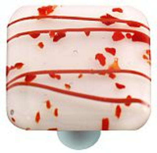 Hot Knobs HK3001-KA Mardi Gras Red with White Square Glass Cabinet Kno
