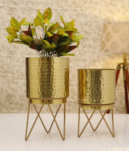 Elle Gold Hammered Set Planter (Pack of 2)