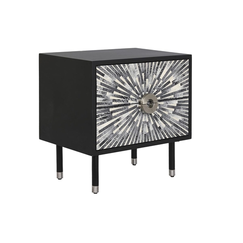 Nightstand DKD Home Decor Black Grey Bone Resin MDF Wood (50 x 35 x 51