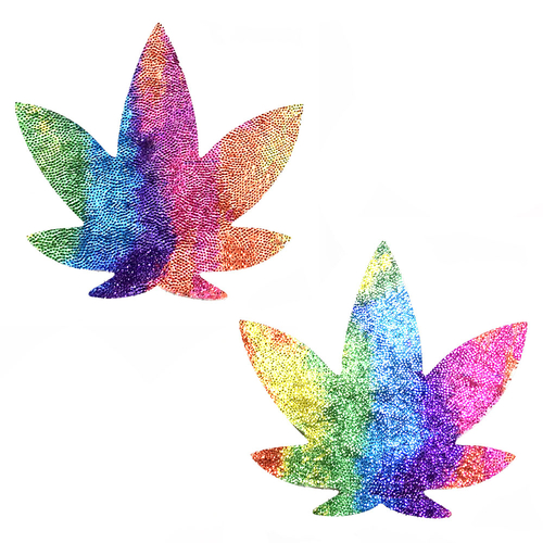 Plur Velvet Crush Multicolor Dope Af Weed Leaf  Nipztix Pasties