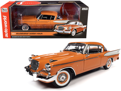 1957 Studebaker Gold Hawk Coppertone Orange and White 1/18 Diecast
