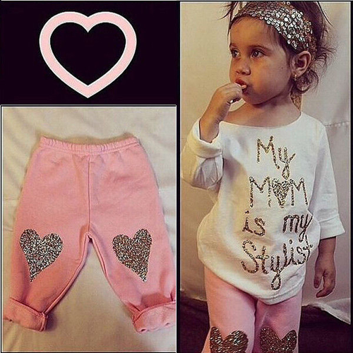 Heart Pattern Toddler Girls Clothing Sets Baby