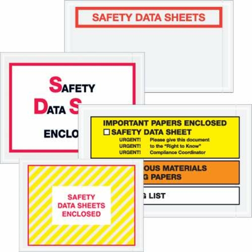 Tape Logic PL498 4 .5 x 6 in. 2 Mil Poly Printed Clear Safety Data She
