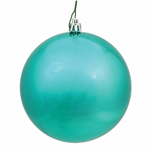 Vickerman N591542DSV 6 in. Teal Shiny Ball Christmas Ornament - 4 Per 