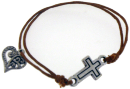 Solid Rock Jewelry 144601 Light Brown Cotton Adjustable Friendship wit