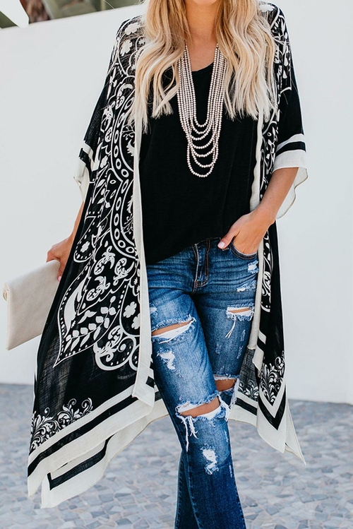 Black Tokyo Medallion Kimono