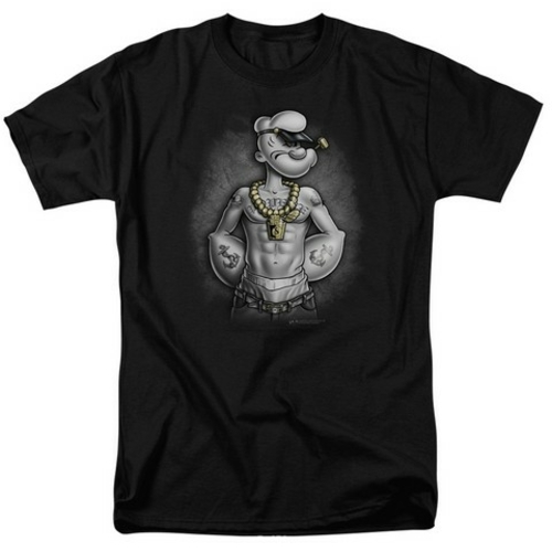 Trevco Popeye-Hardcore Short Sleeve Adult 18-1 Tee, Black - XL
