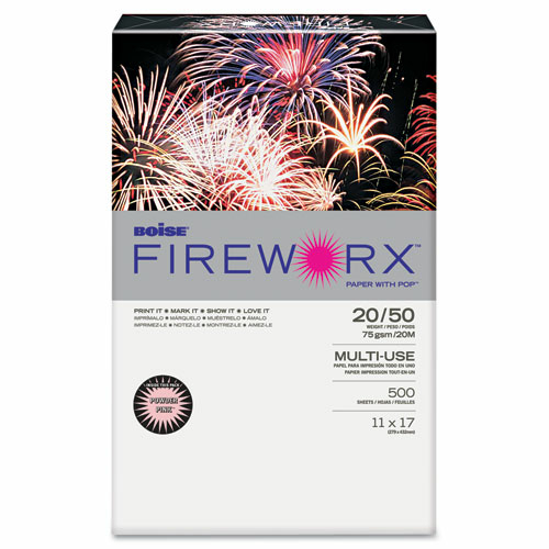 Boise MP2207PK Fireworx Colored Paper- 20lb- 11 x 17- Powder Pink- 500