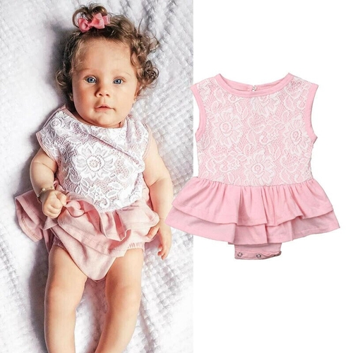 0 24M Newborn Baby Girls Boys Lace Bodysuit