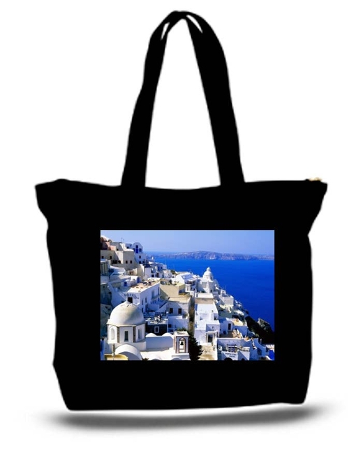 Greece Santorini Large Tote Grocery & Stuff Bag