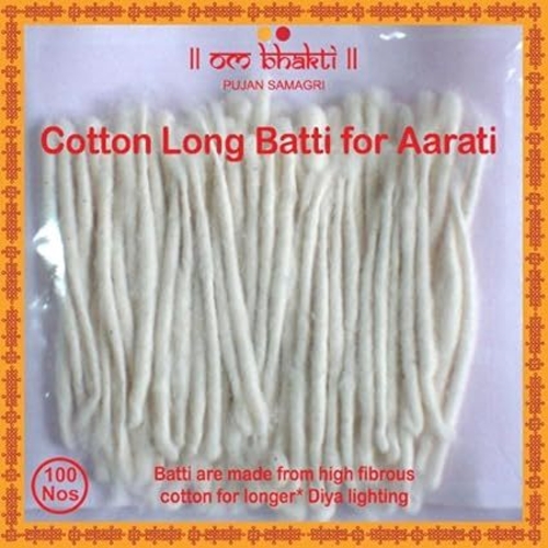 Bhakti Cotton Wick for Diya Long Batti SET OF 100 Size FREE color