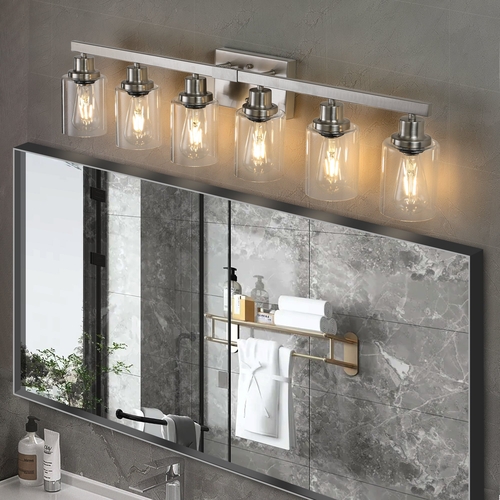 Modern 6-Light Bathroom Vanity Light Fixture - Brushed Nickel Finish
