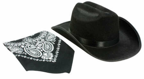 Main Aeromax CBBK-HAT Jr. Cowboy Hat - Black with Bandanna image