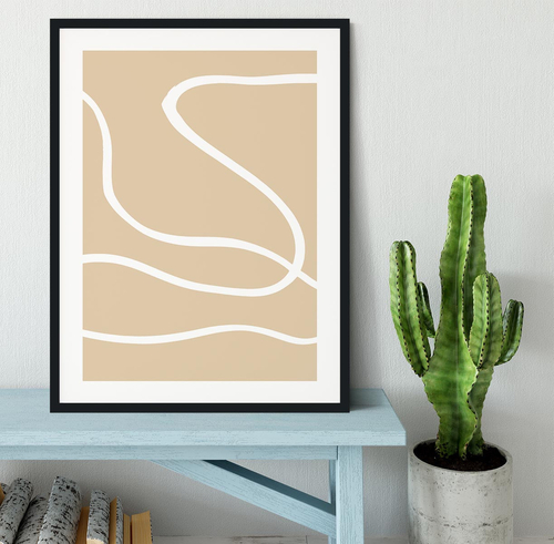 Beige Lines 01 Framed Print