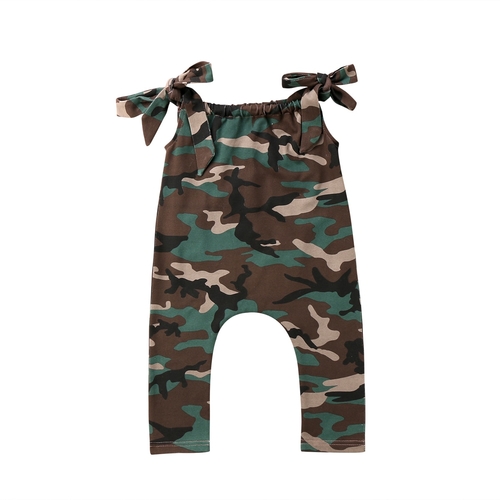 Soldier Camo Sleeveless Letters Newborn Kids