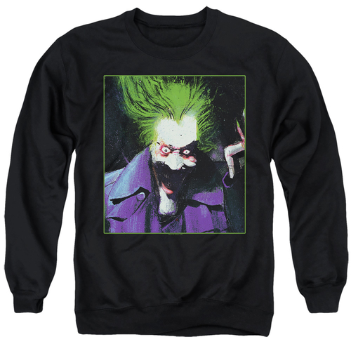 Batman & Arkham Asylum Joker-Adult Crewneck Sweatshirt, Black - 2X