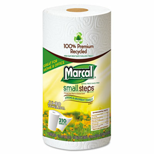 Marcal 6210 100 Percent Premium Recycled Mega Roll Paper Towel- White-