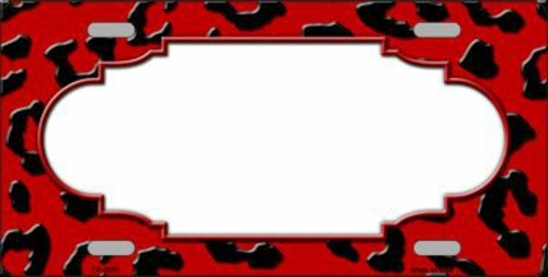 Smart Blonde LP-4550 Red Black Cheetah Print With Scallop Metal Novelt