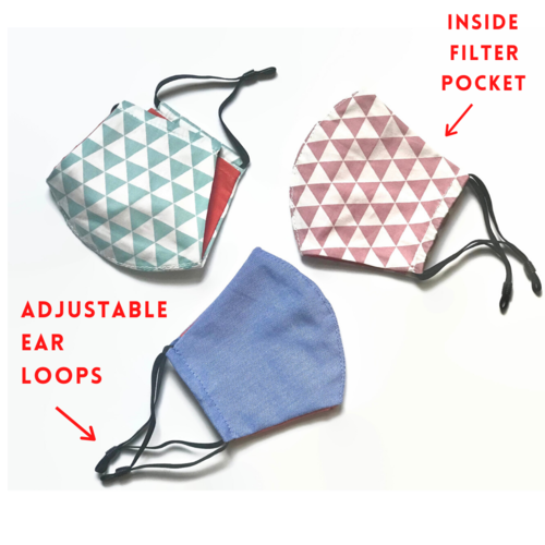 Washable Face Mask - Adjustable with Filter Pocket