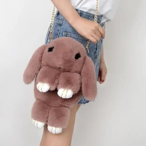 Rabbit Faux Fur Backpack Bunny Hare Shoulder Bags -PeachRabbit
