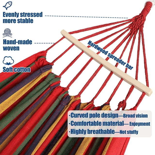 Double Hammock 2 people, With Two Anti Roll Balance Beam, Canvas