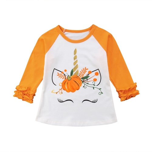 Toddler Baby Kids Girl Unicorn Pumpkin Long Sleeve