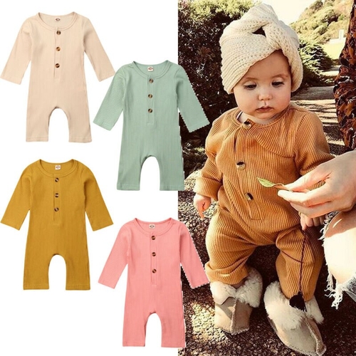 Infant Baby Boy Girl Solid Romper Autumn