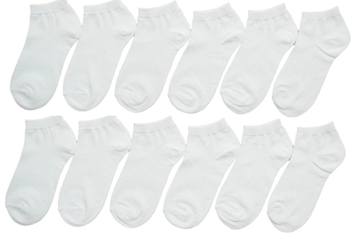Main Youth Unisex Low Cut Socks, White - Size 6-8 - Case of 144 - 144 P image