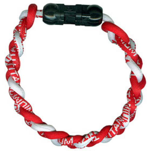 Titanium Ionic Braided Wristband Red/White
